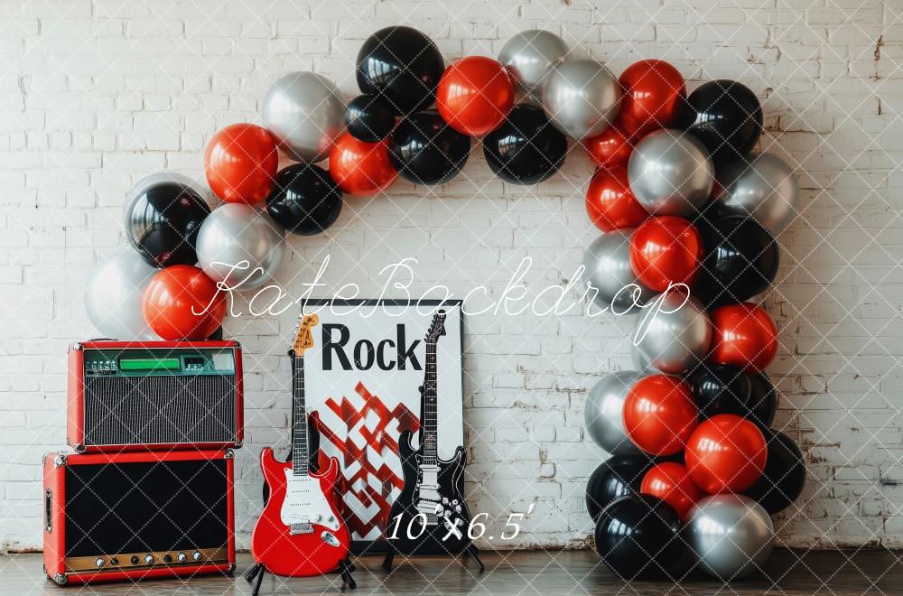 Kate Cake Smash Rock Music Balloon Arch Backdrop Designed by Patty Roberts