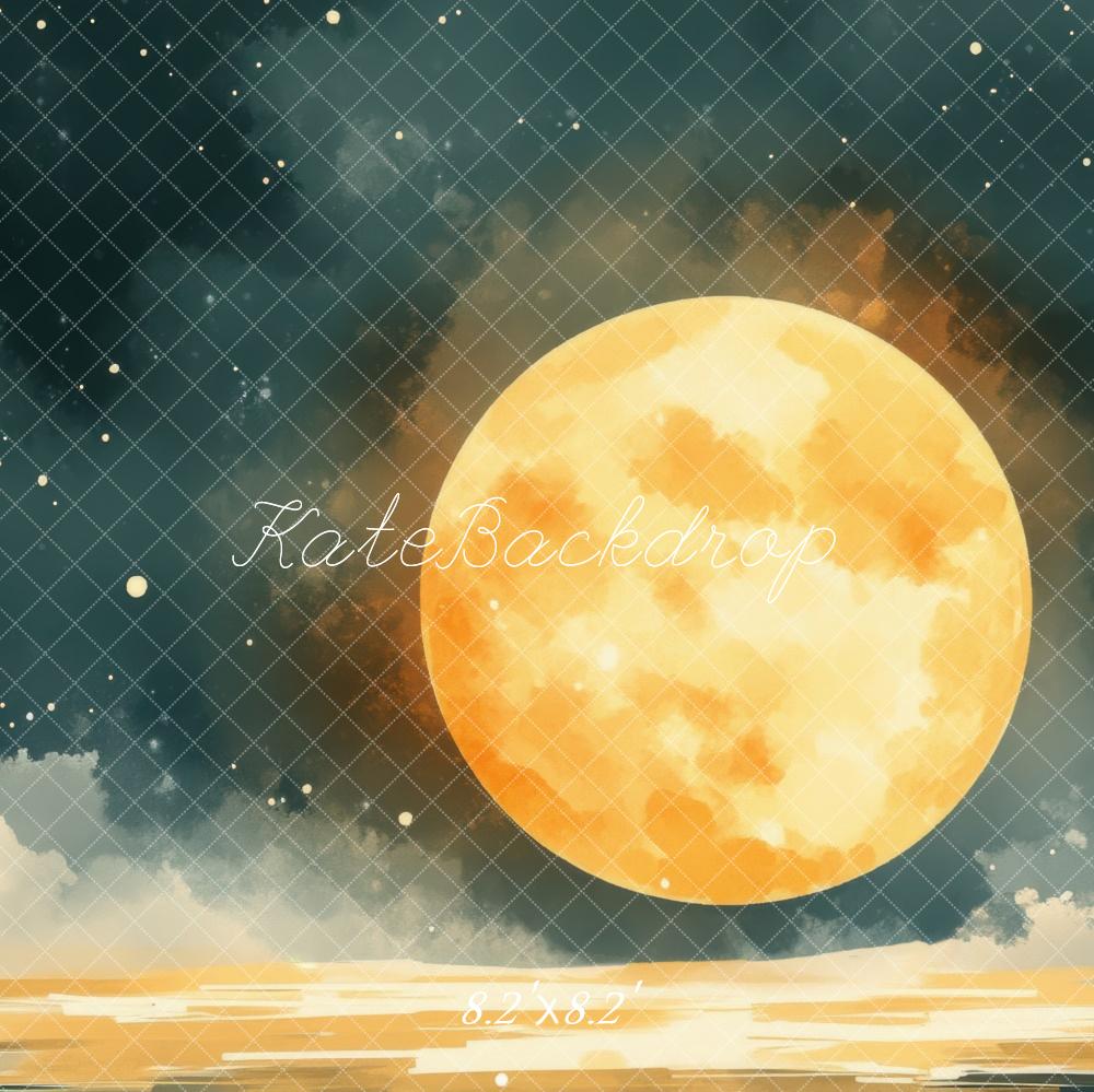 Kate Sketch Full Moon Night Sky Beach Backdrop Designed by Mini MakeBelieve