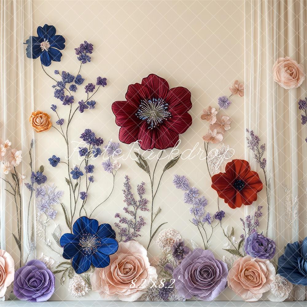 Kate Floral Flower Curtain Backdrop Designed by Mini MakeBelieve