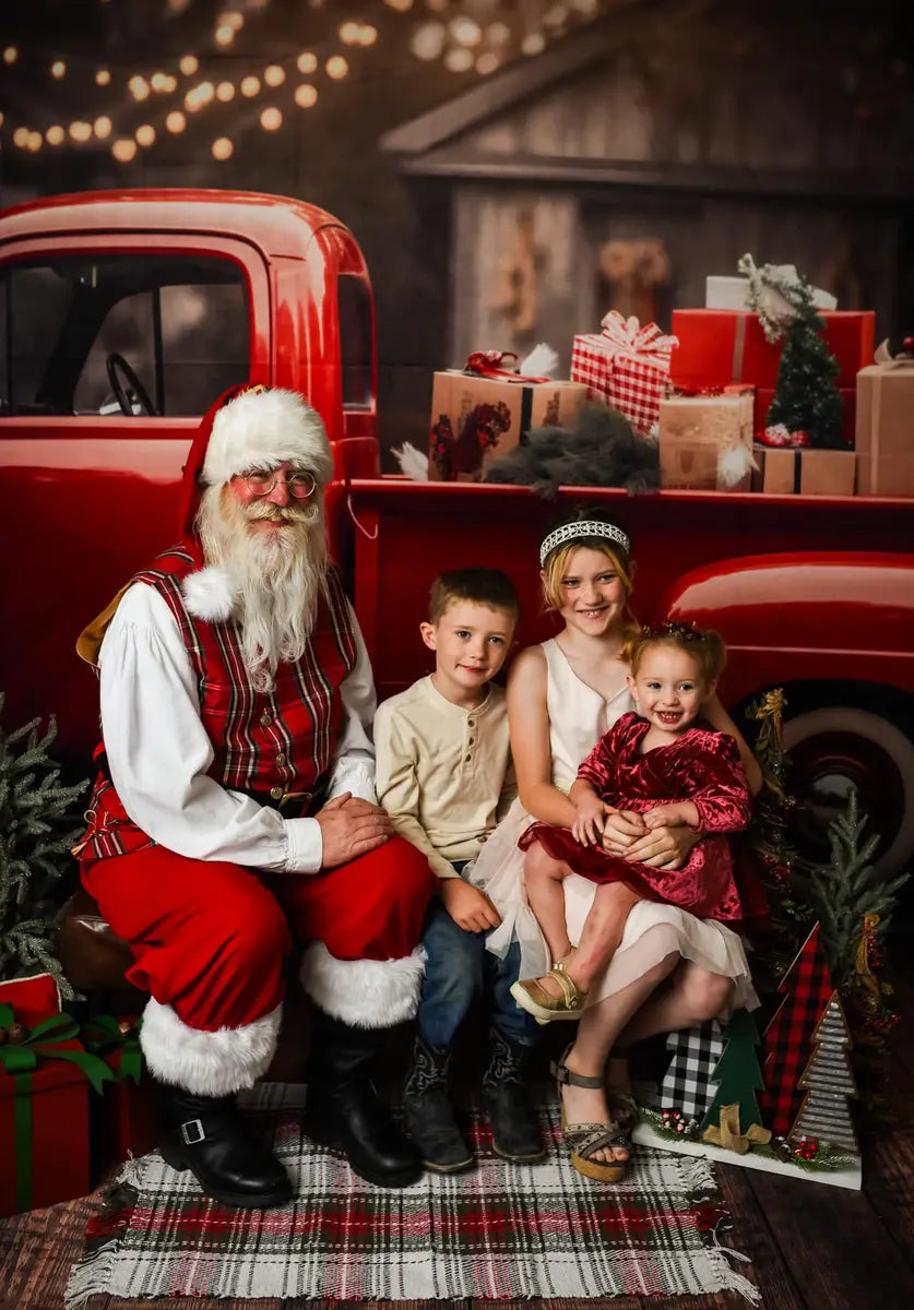 Kate Christmas Red Full Truck Backdrop for Photography