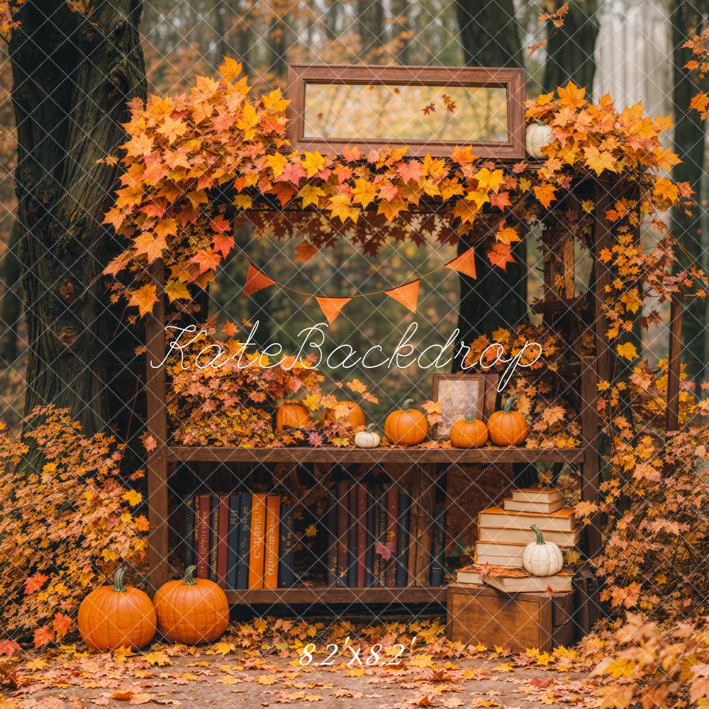 Kate Fall Maple Leaf Bookshelf Forest Backdrop Designed by Emetselch