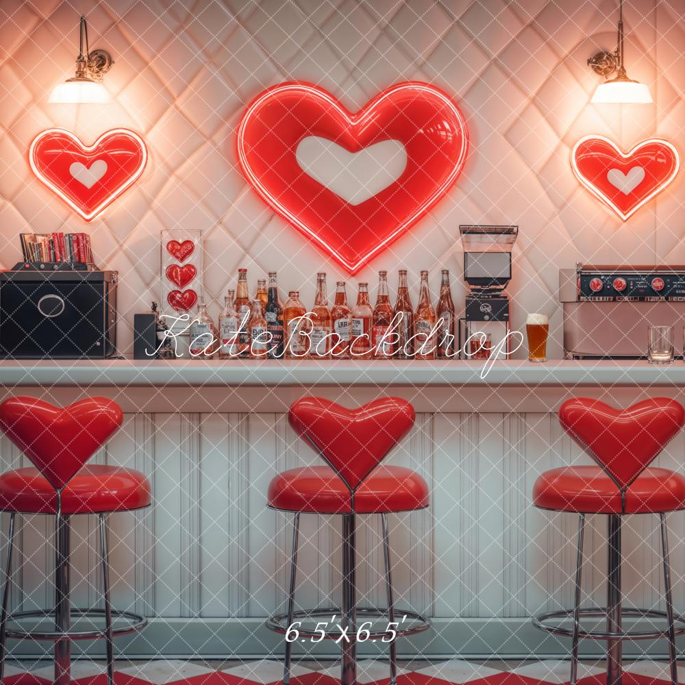 Kate Valentine Retro Heart Diner Bar Backdrop Designed by Emetselch