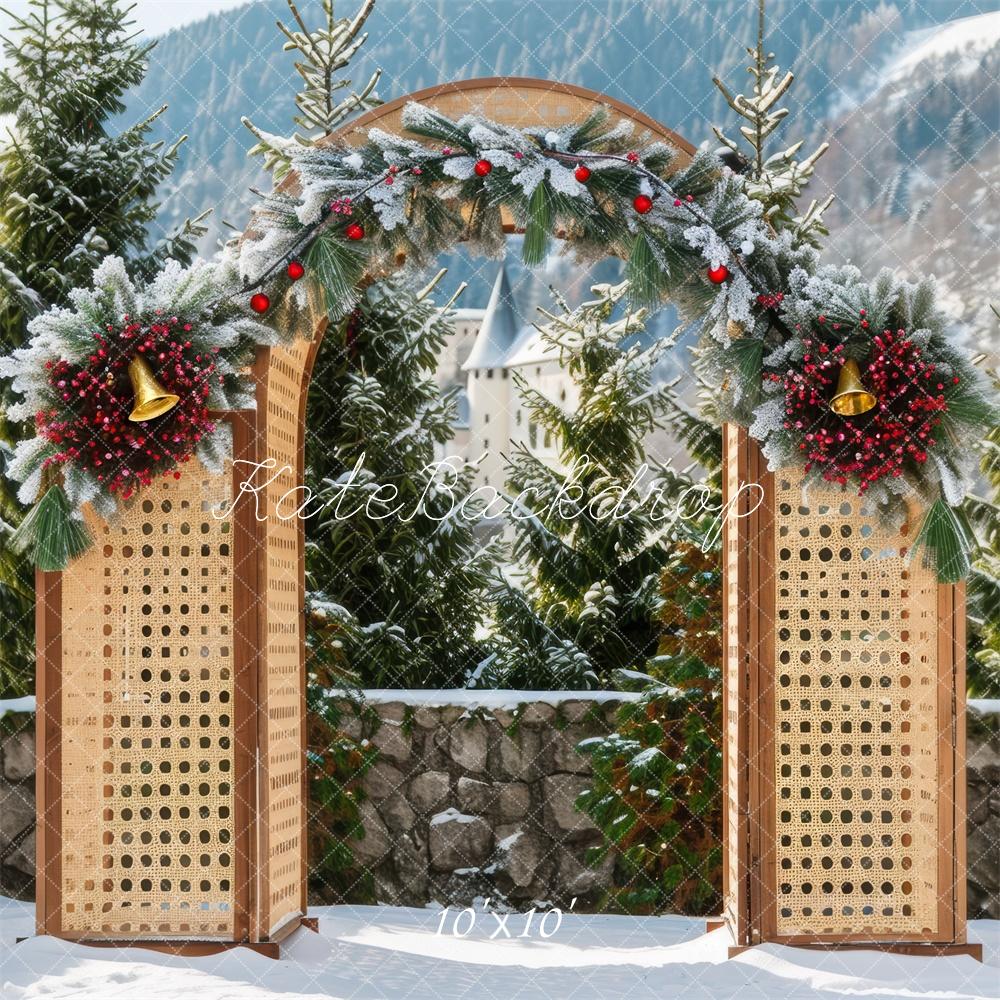 Fondo de Madera de Arco de Invierno Navideño Diseñado por Mini MakeBelieve