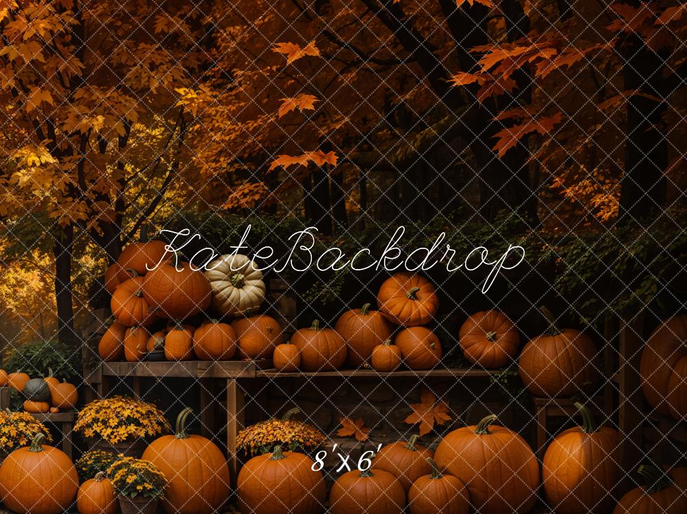 Kate Fall Pumpkin Shelf Maple Tree Backdrop Designed by Emetselch