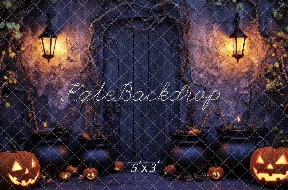 Kate Halloween Lanterns and Wooden Door Backdrop Designed by Lidia Redekopp