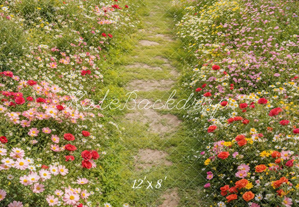 Kate Spring Floral Pathway Grass Floor Backdrop Designed by Emetselch