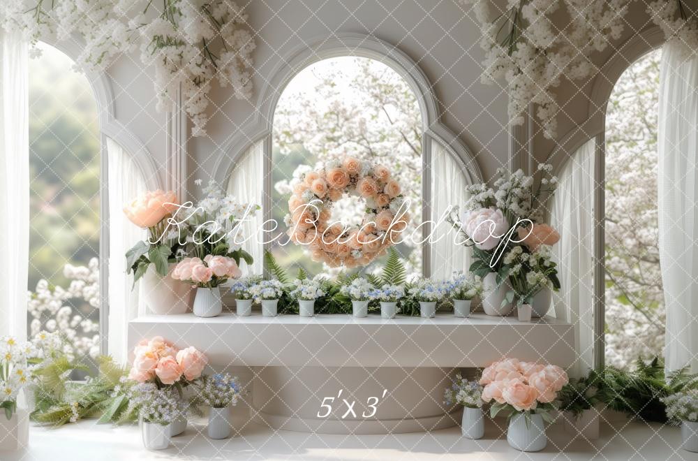 Kate Spring Floral Arch Window Backdrop Designed by Mini MakeBelieve