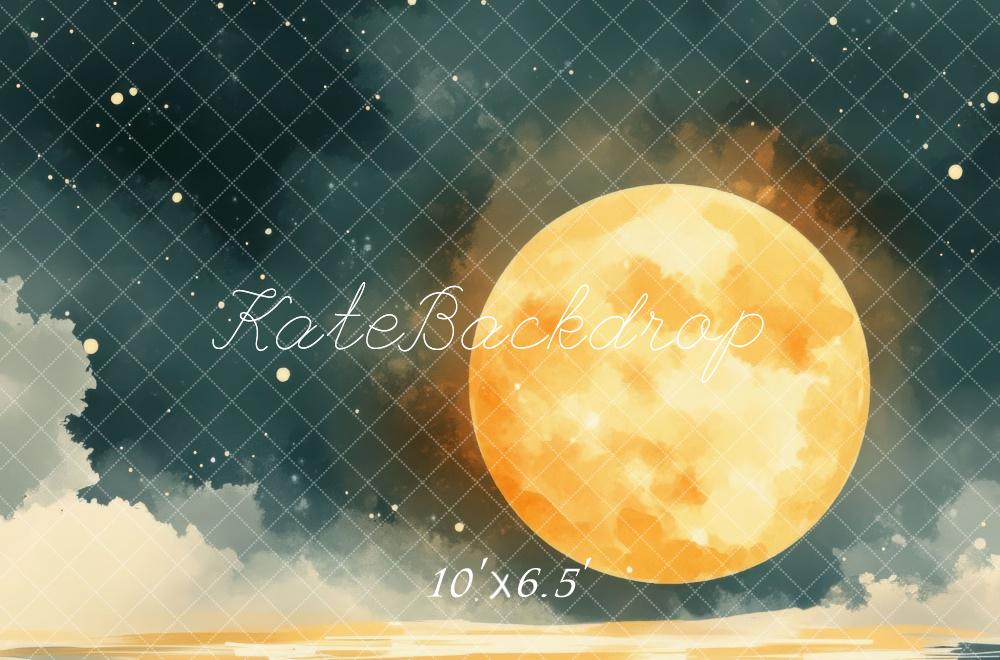 Kate Sketch Full Moon Night Sky Beach Backdrop Designed by Mini MakeBelieve