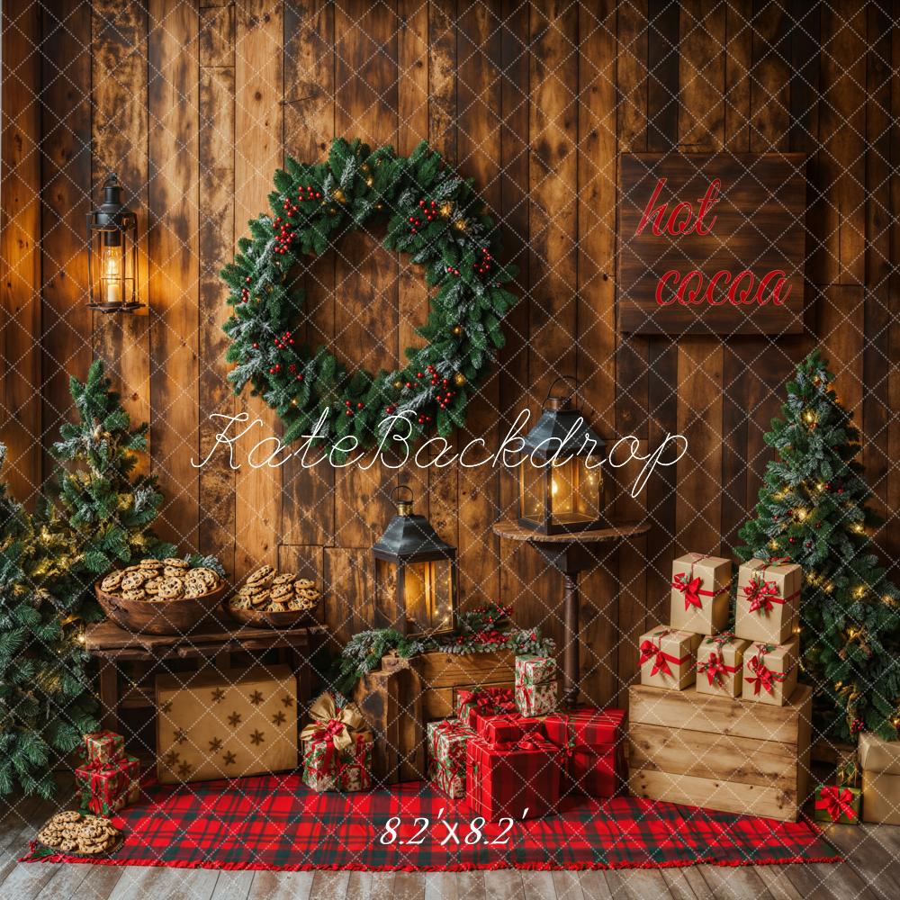 Kate Christmas Indoor Hot Cocoa Cookies Wreath Backdrop Designed by Emetselch