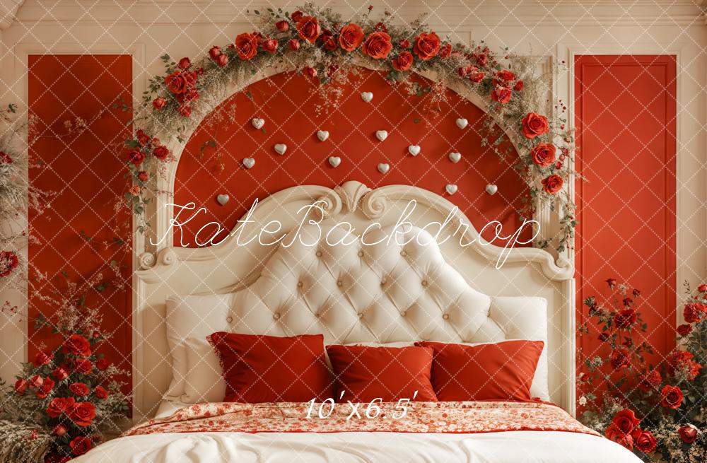 Kate Valentine Headboard Red Rose Backdrop Designed by Emetselch