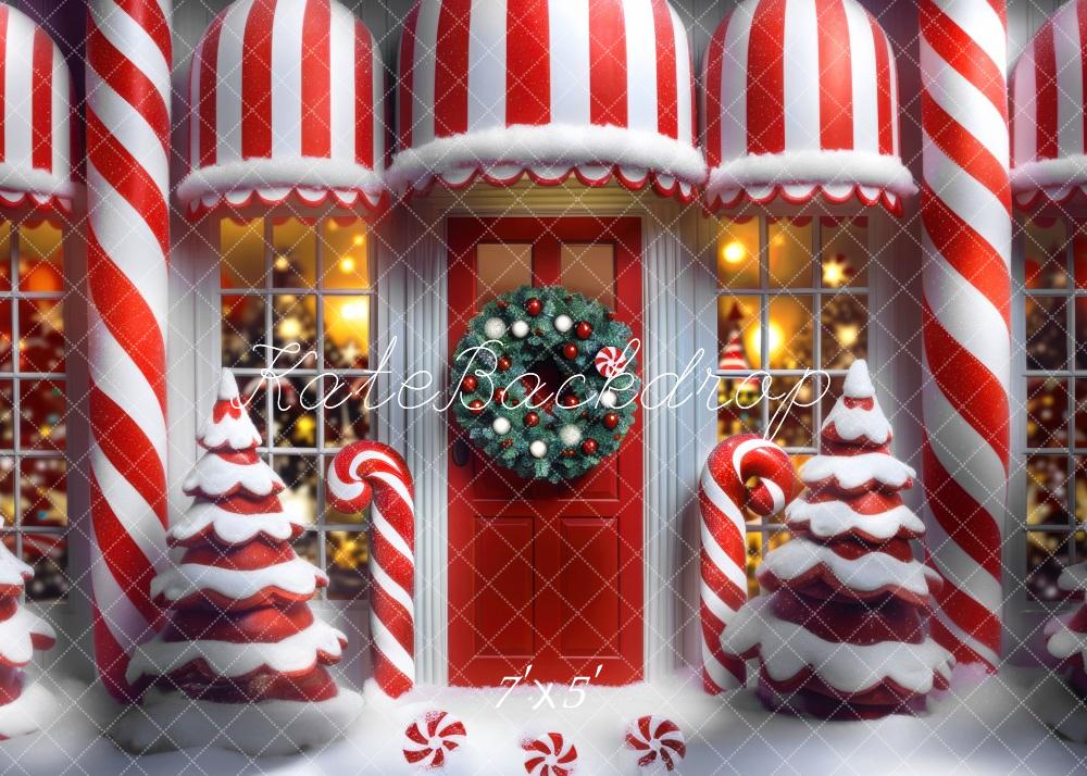 Kate Christmas Candy Cane Peppermint Shop Backdrop Designed by Mini MakeBelieve