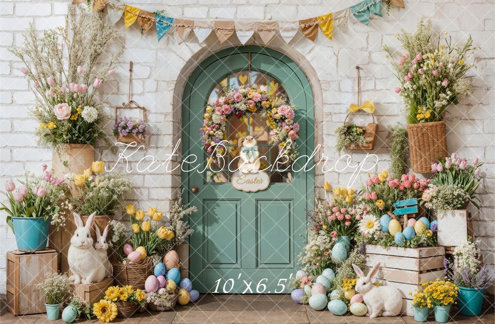 Kate Easter Bunny Flowers Door Backdrop Designed by Emetselch