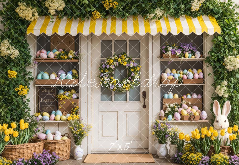 Kate Easter Bunny Floral Yellow Shop Backdrop Designed by Emetselch