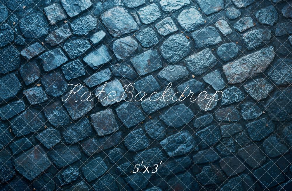 Kate Blue Cobblestone Floor Backdrop Designed by Emetselch