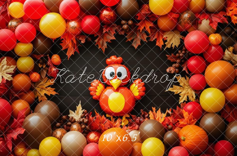 Kate Thanksgiving Turkey Balloon Leaves Backdrop Designed by Patty Roberts