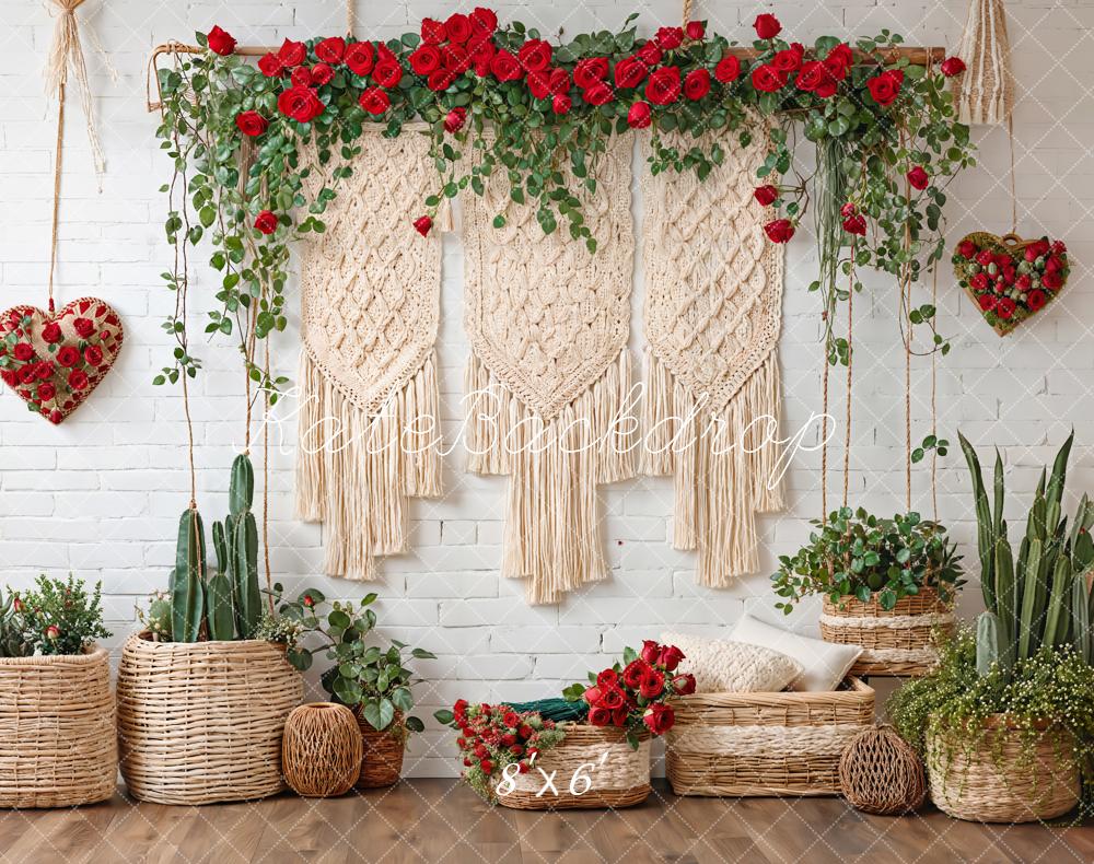 Kate Valentine Boho Floral Macrame Cactus Backdrop Designed by Emetselch