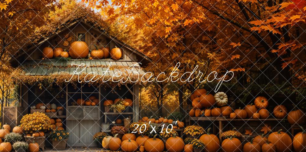 Kate Fall Pumpkin Barn Maple Backdrop Designed by Emetselch