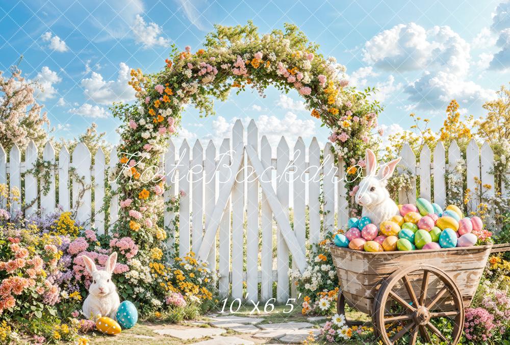 Kate Easter Bunny Flower Arch Fence Backdrop Designed by Emetselch