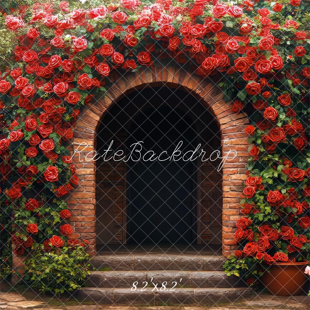 Kate Valentine Rose Arch Brick Wall Backdrop Designed by Mini MakeBelieve