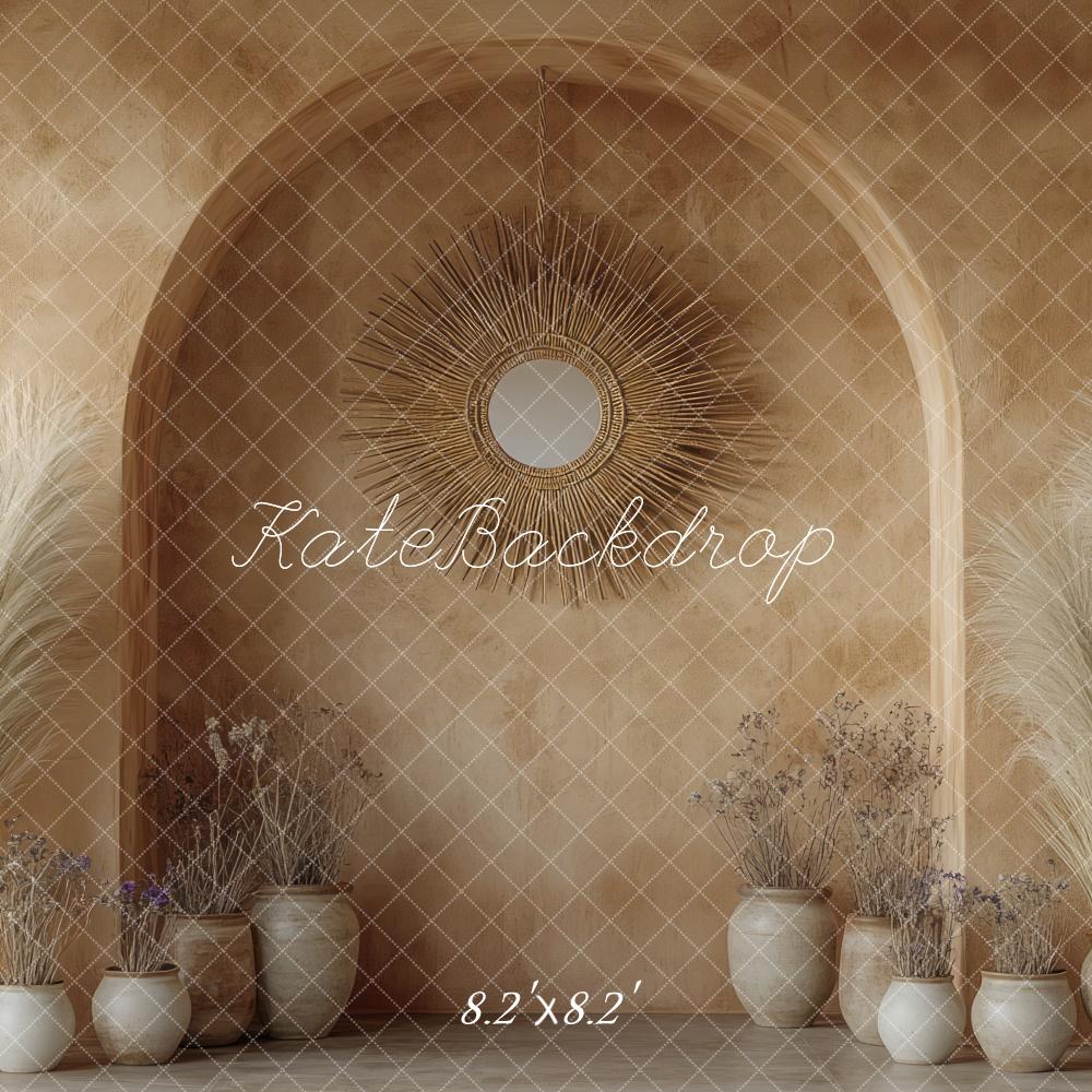 Boho Arch Dried Pampas Wall Foto Achtergrond Designed by Mini MakeBelieve