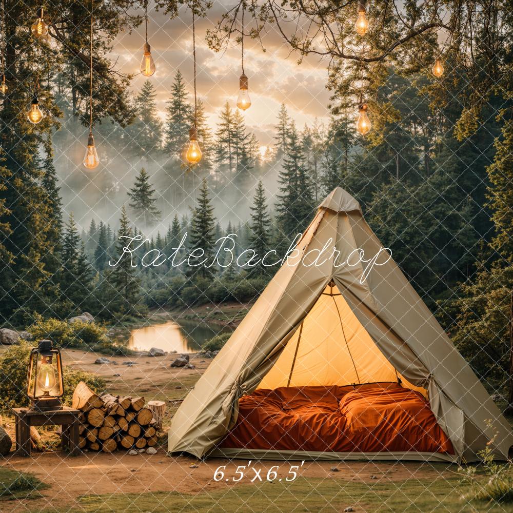 TEST Camping Forest Tent Lights Backdrop Designed by Emetselch