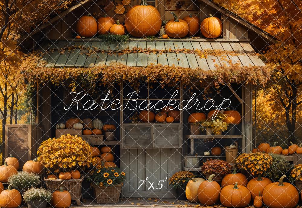 Kate Fall Pumpkin Barn Maple Backdrop Designed by Emetselch