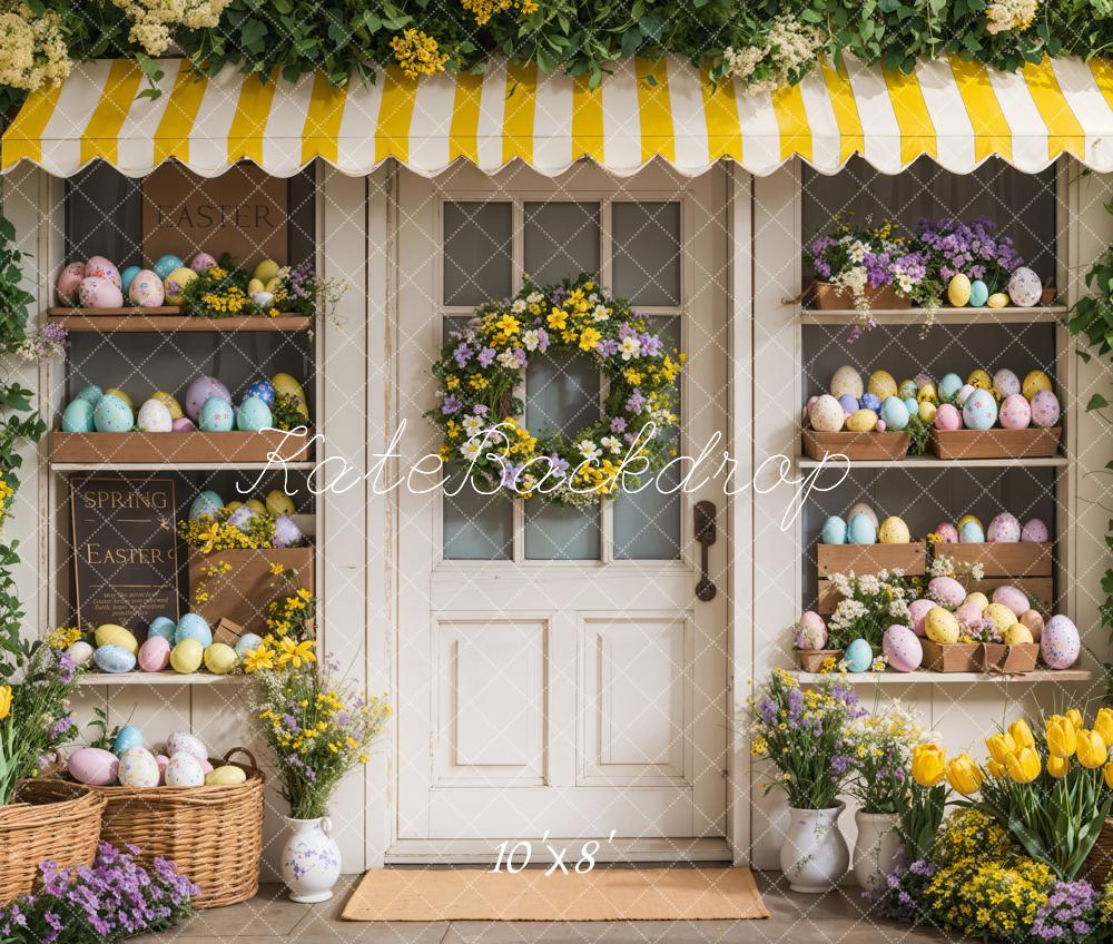 Kate Easter Bunny Floral Yellow Shop Backdrop Designed by Emetselch