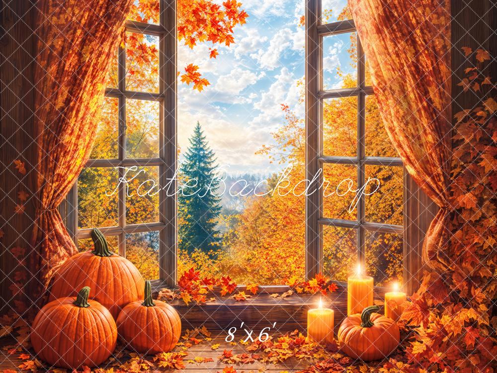 Kate Fall Pumpkins Window Backdrop Designed by Emetselch