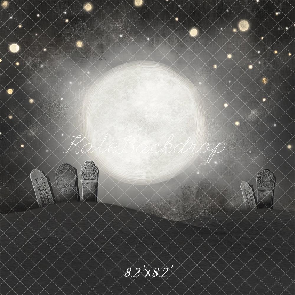 Kate Moonlit Graveyard Black and White Backdrop Designed by Lidia Redekopp