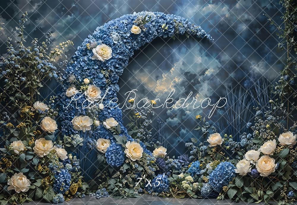 TEST Kate Mother's Day Blue Floral Moon Backdrop Designed by Emetselch