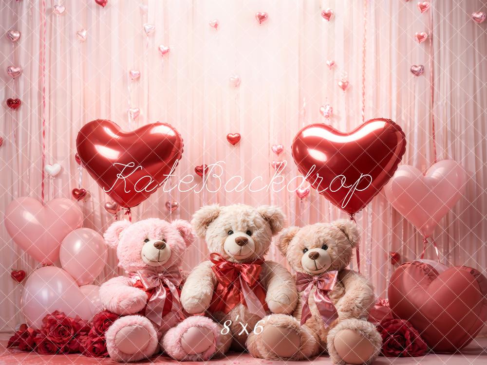 Kate Valentine's Day Teddy Bears Heart Balloon Backdrop Designed by Emetselch