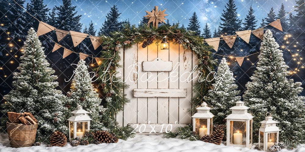 Fondo de puerta de madera blanca de árbol de Navidad diseñado por Emetselch