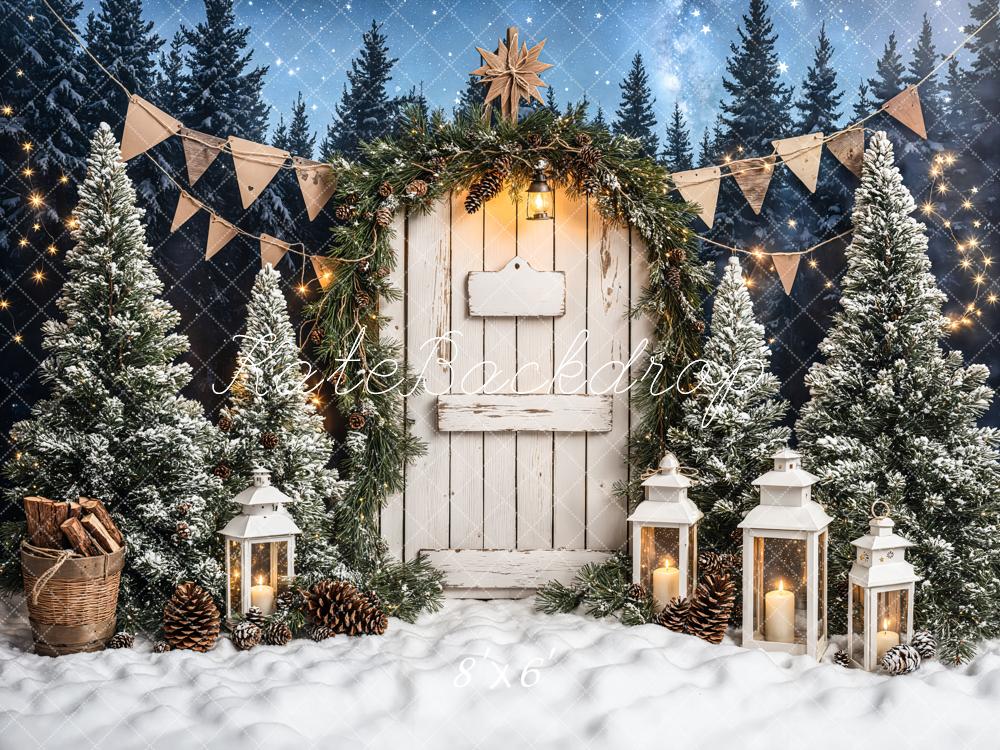 Kate Christmas Tree White Wood Door Backdrop Designed by Emetselch