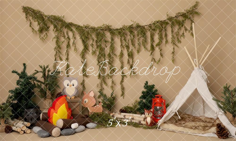 Kate Cake Smash Camping Animals Tent Backdrop Designed by Melissa King