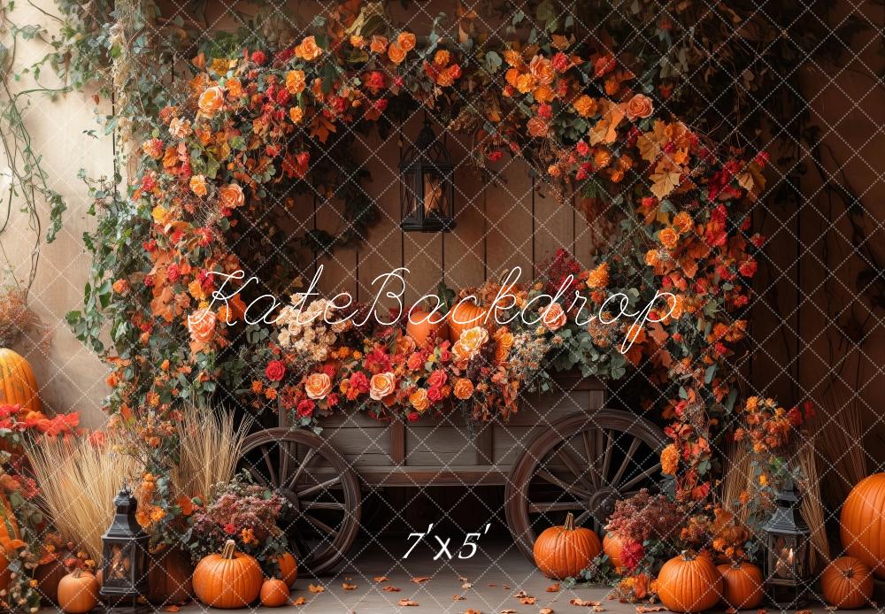 Arco de flores de otoño con calabazas Diseño de Patty Roberts