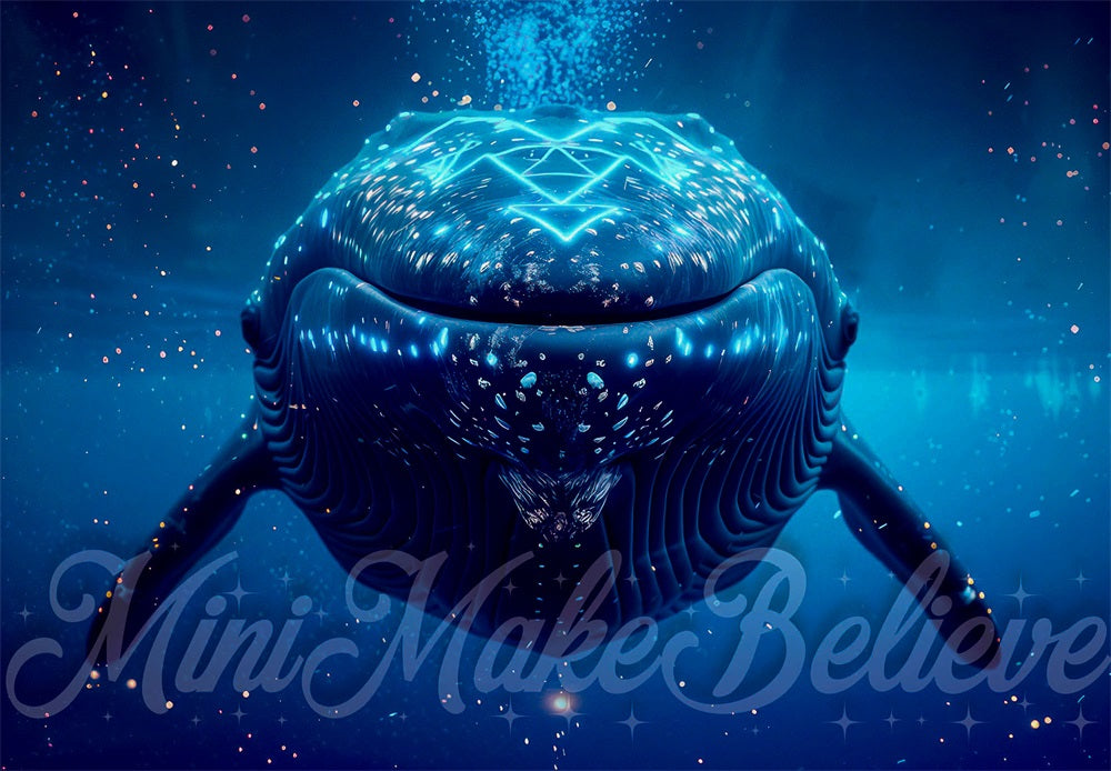 Dark Blue Sea Underwater Whale Foto Achtergrond Designed by Mini MakeBelieve