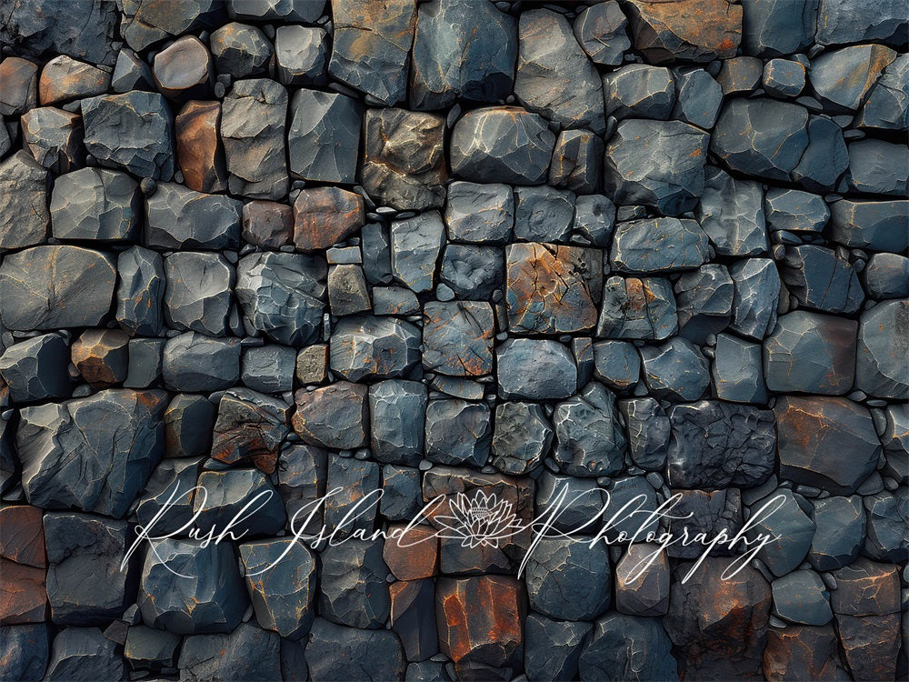 Grey Cobblestone Wall Foto Achtergrond Designed by Laura Bybee