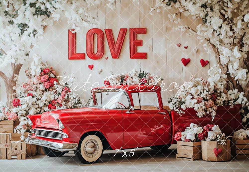 Kate Valentine's Day Love Vintage Car Flowers Backdrop Designed by Patty Roberts