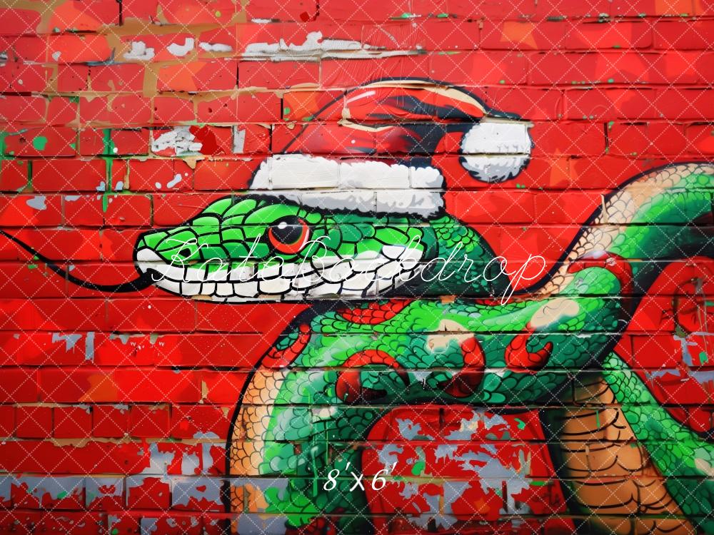 Kate Christmas Snake Graffiti Wall Backdrop Designed by Patty Robert