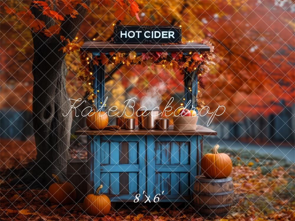 Fall Hot Cider Stand Maple Foto Achtergrond Designed by Mini MakeBelieve