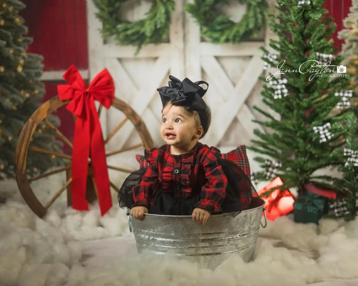 Kate Christmas Tree Backdrop White Barn Door Designed by Emetselch