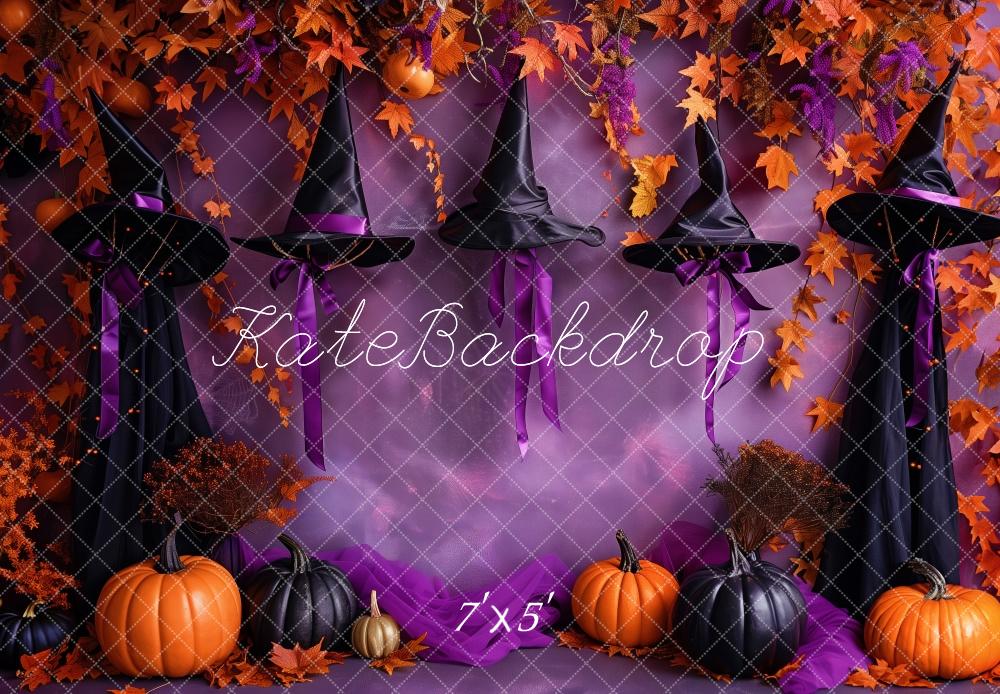 Kate Halloween Witchy Hat Purple Wall Backdrop Designed by Patty Robert