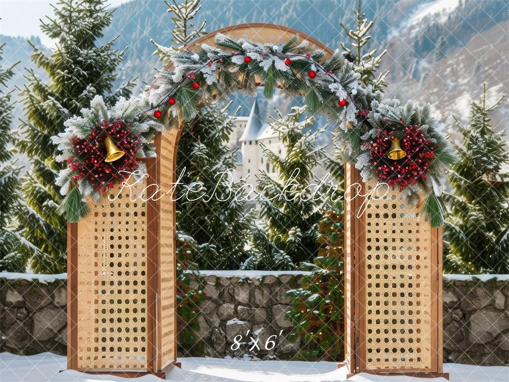 Fondo de Madera de Arco de Invierno Navideño Diseñado por Mini MakeBelieve