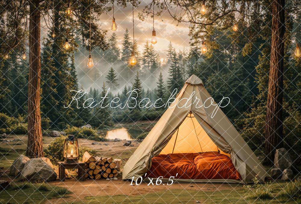 Kate Camping Forest Tent Lights Backdrop Designed by Emetselch