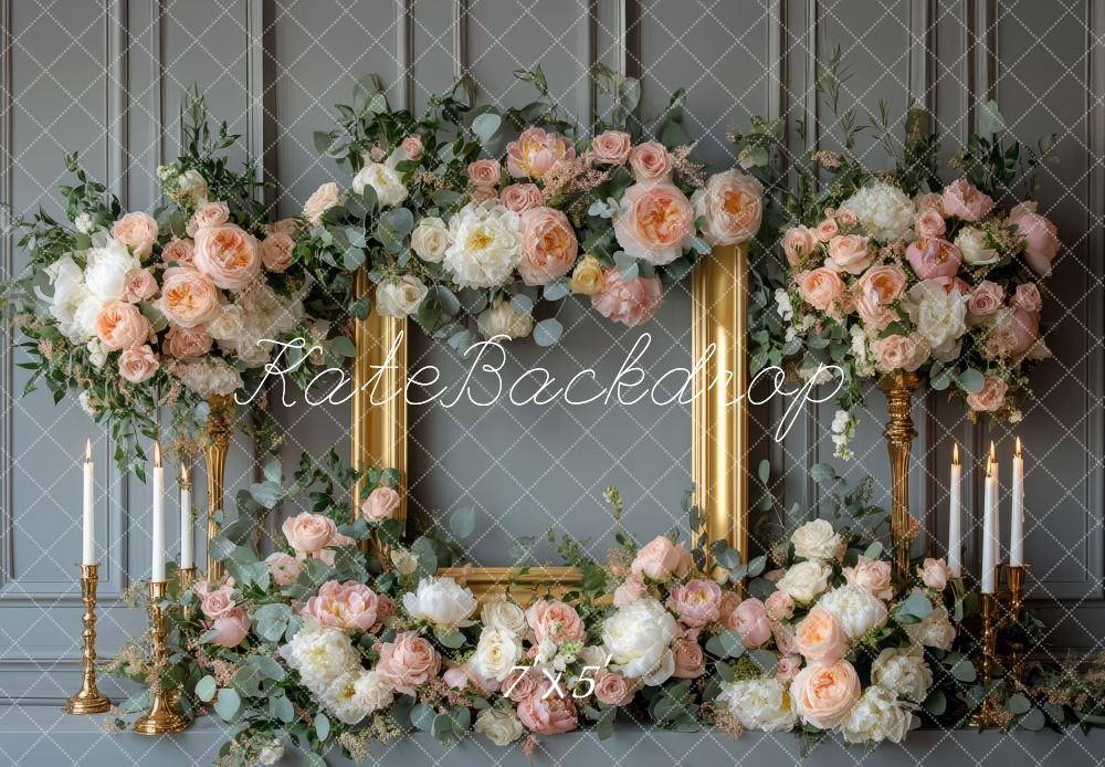 Kate Spring Rose Square Frame Wedding Backdrop Designed by Mini MakeBelieve