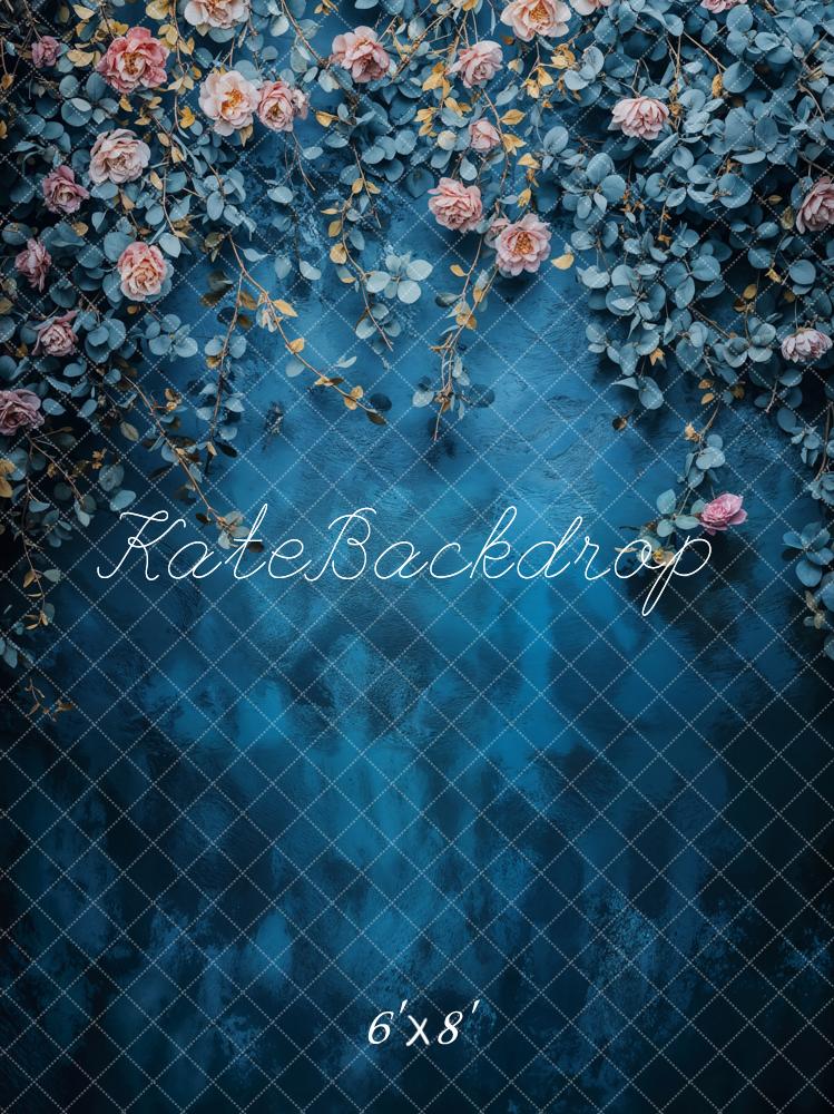 Kate Fine Art Floral Blue Vintage Backdrop Designed by Emetselch