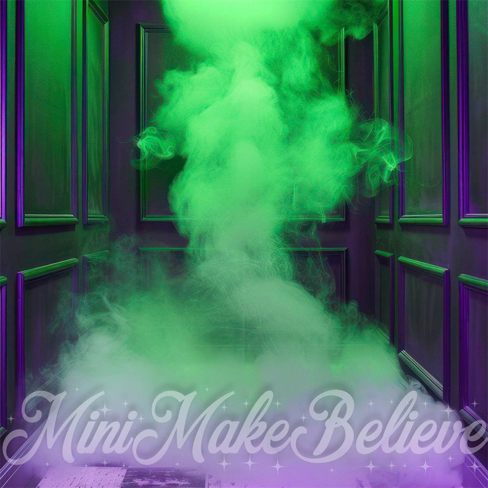 Fondo de Pared Retro Verde Humo Morado Diseñado por Mini MakeBelieve