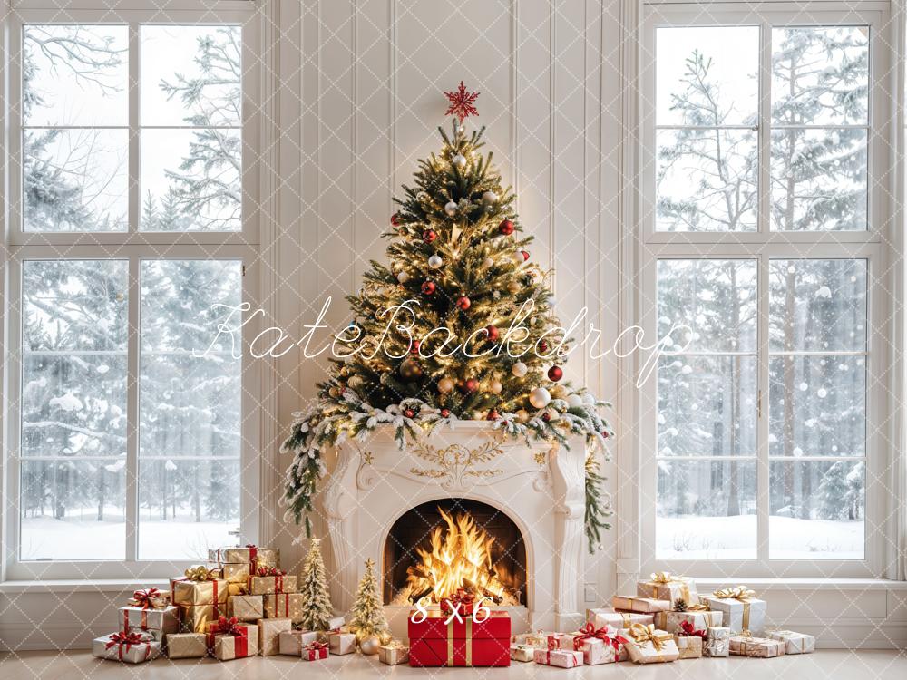 Kate Christmas Tree Fireplace Gifts Window Backdrop Designed by Emetselch