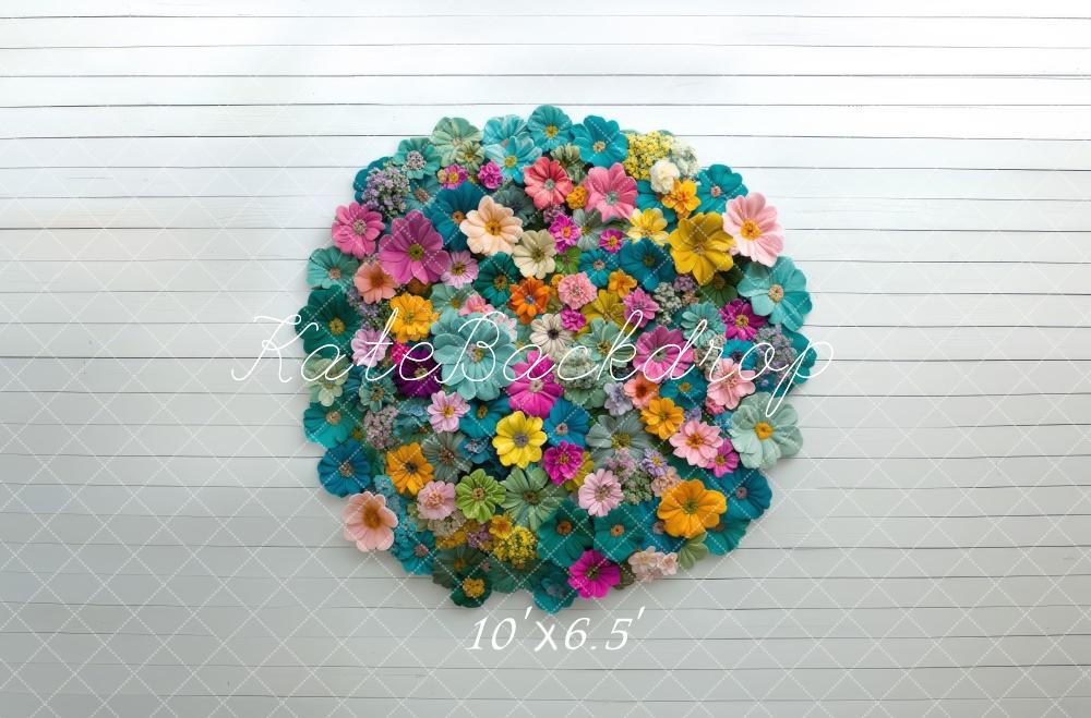 Kate Newborn Colorful Flower Circle Rug Floor Backdrop Designed by Mini MakeBelieve