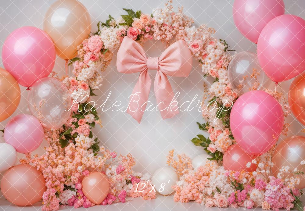 Kate Cake Smash Floral Arch Pink Balloon Backdrop Designed by Emetselch